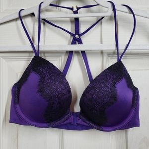 VICTORIA'S SECRET purple and black lace bra